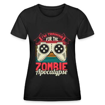 Zombie Apokalypse Lustig Geschenkidee - Frauen Funktions-T-Shirt - Schwarz - Vorne - AI Model Female 172 light (172cm)