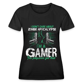 Zombie Apokalypse Virus Lustig - Frauen Funktions-T-Shirt - Schwarz - Vorne - AI Model Female 172 light (172cm)