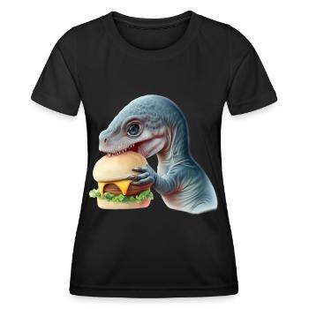 Cheeseburger Dinosauerier - Frauen Funktions-T-Shirt - Schwarz - Vorne - AI Model Female 172 light (172cm)