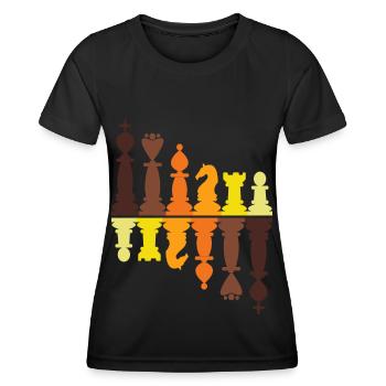 Vintage pièces d'échecs rétro roi reine pion tour - T-shirt sport Femme - noir - Devant - AI Model Female 172 light (172cm)