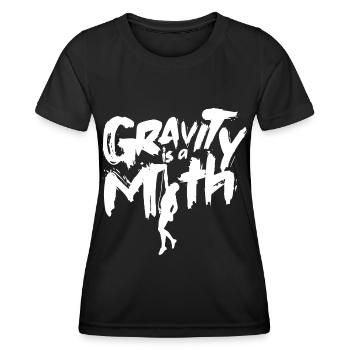 Schwerkraft ist ein Mythos Klettern Kletterer - Frauen Funktions-T-Shirt - Schwarz - Vorne - AI Model Female 172 light (172cm)