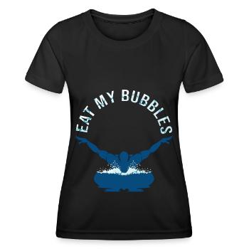 Schwimmbad Spruch Lustig "Eat My Bubbles" Geschenk - Frauen Funktions-T-Shirt - Schwarz - Vorne - AI Model Female 172 light (172cm)