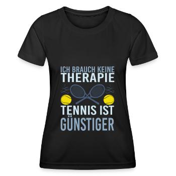 Tennisspiel keine Therapie Tennisspieler Geschenk - Frauen Funktions-T-Shirt - Schwarz - Vorne - AI Model Female 172 light (172cm)