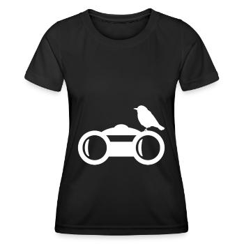 Fernglas - Vogelbeobachtung - Vogelbeobachter - Frauen Funktions-T-Shirt - Schwarz - Vorne - AI Model Female 172 light (172cm)