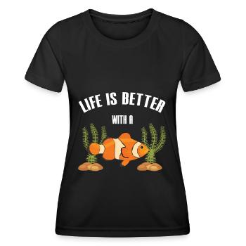Leben Ist Besser Mit Einem Clownfish Fischhalter - Frauen Funktions-T-Shirt - Schwarz - Vorne - AI Model Female 172 light (172cm)