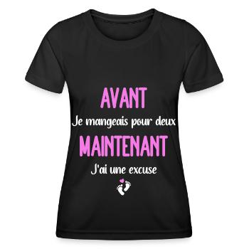 Annonce grossesse original subtil femme enceinte - T-shirt sport Femme - noir - Devant - AI Model Female 172 light (172cm)