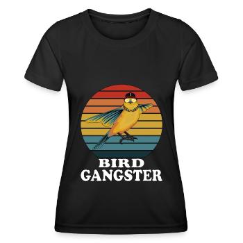 Bird Gangster - Funny Birdwatcher Gifts - Women's Functional T-Shirt - black - Front - AI Model Female 172 light (172cm)