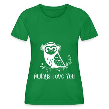 Owlays Love You - Eulenbesitzer & Liebhaber - Frauen Funktions-T-Shirt - Kelly Green - Vorne - AI Model Female 172 dark (172cm)