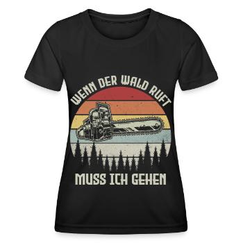 Holzfäller Wenn der Wald ruft muss ich gehen Säge - Frauen Funktions-T-Shirt - Schwarz - Vorne - AI Model Female 172 light (172cm)