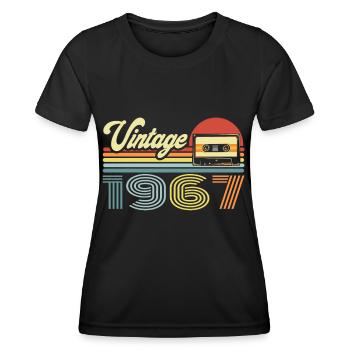 Vintage 1967 Cassette Mixtape - 53e anniversaire - T-shirt sport Femme - noir - Devant - AI Model Female 172 light (172cm)