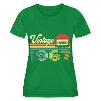 Vintage 1967 Kassette Mixtape - 53. Geburtstag - Frauen Funktions-T-Shirt - Kelly Green - Vorne - AI Model Female 172 dark (172cm)