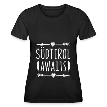 Südtirol wartet Winterurlaub Skispringer - Frauen Funktions-T-Shirt - Schwarz - Vorne - AI Model Female 172 light (172cm)