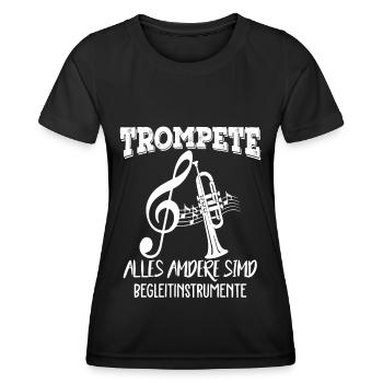 Trompete Musiker Blasinstrument Trompeter - Frauen Funktions-T-Shirt - Schwarz - Vorne - AI Model Female 172 light (172cm)
