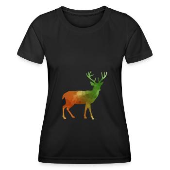 Hirsch Waldtier Schwarzwald Geweih - Frauen Funktions-T-Shirt - Schwarz - Vorne - AI Model Female 172 light (172cm)
