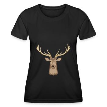 Hirsch Waldtier Hirschgeweih Jäger - Frauen Funktions-T-Shirt - Schwarz - Vorne - AI Model Female 172 light (172cm)