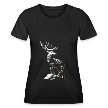 Deer Black Forest deer antlers - Women's Functional T-Shirt - black - Front - AI Model Female 172 light (172cm)