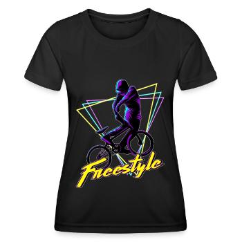 BMX Halfpipe Freestyle Stunt Vaporwave Geschenk - Frauen Funktions-T-Shirt - Schwarz - Vorne - AI Model Female 172 light (172cm)
