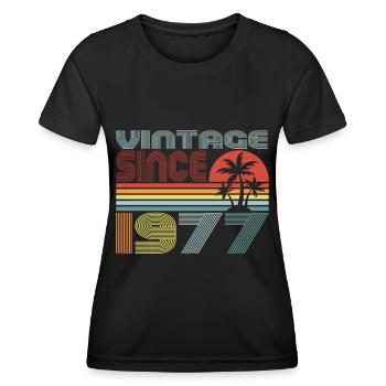 Vintage depuis 1977 - 43e anniversaire - T-shirt sport Femme - noir - Devant - AI Model Female 172 light (172cm)