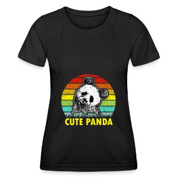 Cute panda retro china bear giant panda bear - Women's Functional T-Shirt - black - Front - AI Model Female 172 light (172cm)