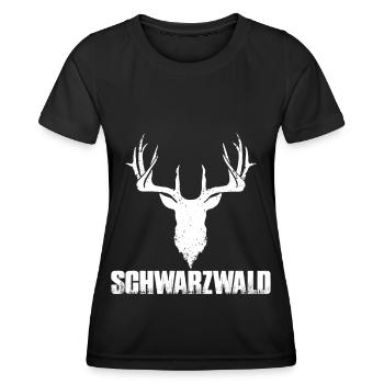Schwarzwald Hirsch Reh Rentier Wald Rotwild - Frauen Funktions-T-Shirt - Schwarz - Vorne - AI Model Female 172 light (172cm)