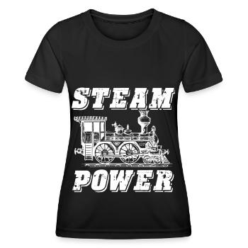 Conducteur de locomotive à vapeur ferroviaire - T-shirt sport Femme - noir - Devant - AI Model Female 172 light (172cm)