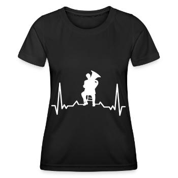 Tuba heartbeat wind instrument musician - Women's Functional T-Shirt - black - Front - AI Model Female 172 light (172cm)