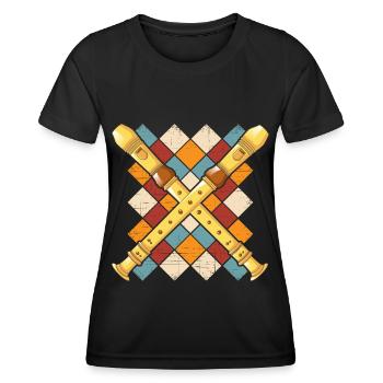 Recorder Vintage Flute Flutist Flutist Retro - Women's Functional T-Shirt - black - Front - AI Model Female 172 light (172cm)