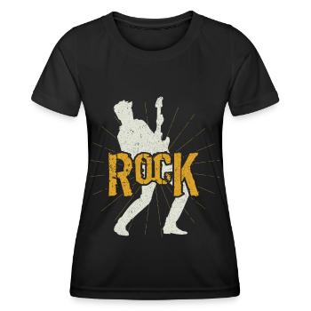 Vintage rock guitar guitarist electric guitar bass player - Women's Functional T-Shirt - black - Front - AI Model Female 172 light (172cm)