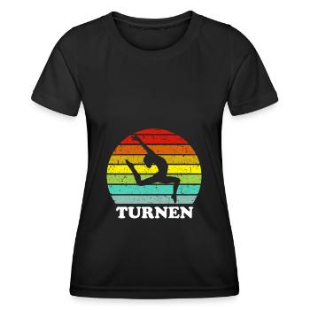 Turnen Vintage Bodenturnen Gymnastik Aerobic - Frauen Funktions-T-Shirt - Schwarz - Vorne - AI Model Female 172 light (172cm)