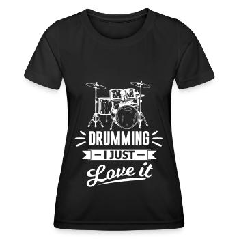 Batteur tambour d’amour tambour percussion - T-shirt sport Femme - noir - Devant - AI Model Female 172 light (172cm)