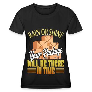 Paketzusteller Paket Paketbote Paketbotin Kurier - Frauen Funktions-T-Shirt - Schwarz - Vorne - AI Model Female 172 light (172cm)