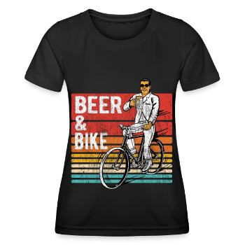 Beer & Bike Bier & Fahrrad Fahrradfahren Geschenk - Frauen Funktions-T-Shirt - Schwarz - Vorne - AI Model Female 172 light (172cm)