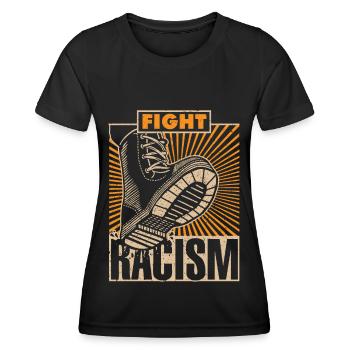 FIGHT RACISM - Contre les nazis & le racisme - T-shirt sport Femme - noir - Devant - AI Model Female 172 light (172cm)