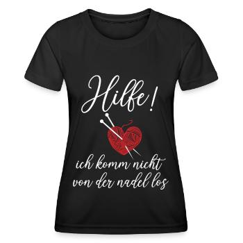 Häkeln Spruch Nadel Garn Stricknadel - Frauen Funktions-T-Shirt - Schwarz - Vorne - AI Model Female 172 light (172cm)
