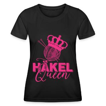 Häkel Queen Garn Stricknadel Handarbeit - Frauen Funktions-T-Shirt - Schwarz - Vorne - AI Model Female 172 light (172cm)