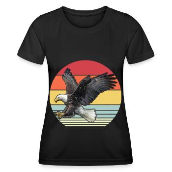 Adler Retro Vogelkunde Raubtiere - Frauen Funktions-T-Shirt - Schwarz - Vorne - AI Model Female 172 light (172cm)