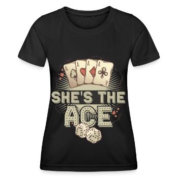 Poker Ass Poker Cards Poker Casino - Women's Functional T-Shirt - black - Front - AI Model Female 172 light (172cm)