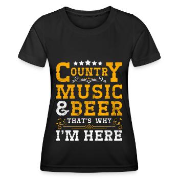 Country Musik Countrymusic Bier Geschenkidee - Frauen Funktions-T-Shirt - Schwarz - Vorne - AI Model Female 172 light (172cm)
