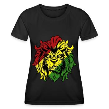 Rasta Lion Roots Reggae Musique Jah Jamaïque cadeau - T-shirt sport Femme - noir - Devant - AI Model Female 172 light (172cm)