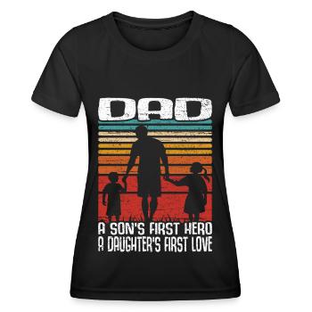 Vintage Vatertag Retro Vater Papa Erste Liebe Held - Frauen Funktions-T-Shirt - Schwarz - Vorne - AI Model Female 172 light (172cm)
