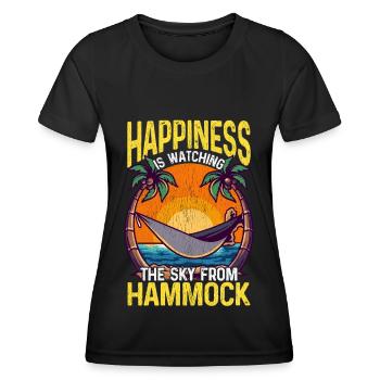 Hamac d’été plage vacances palmes cadeau - T-shirt sport Femme - noir - Devant - AI Model Female 172 light (172cm)