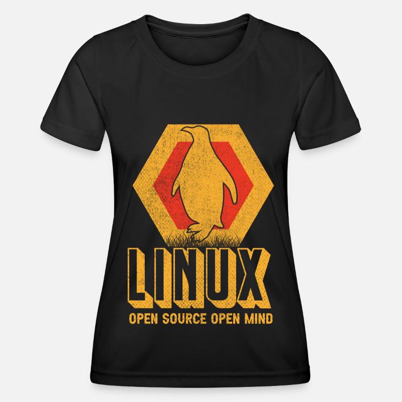 Linux Geek Pinguin Nerd Informatiker - Frauen Funktions-T-Shirt - Schwarz