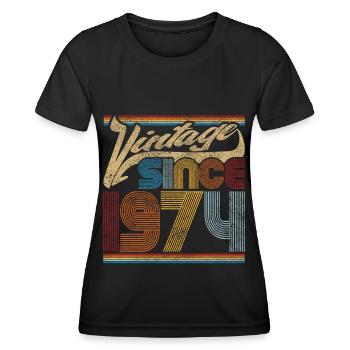 Vintage Since 1974 - Geschenk Zum 47. Geburtstag - Frauen Funktions-T-Shirt - Schwarz - Vorne - AI Model Female 172 light (172cm)