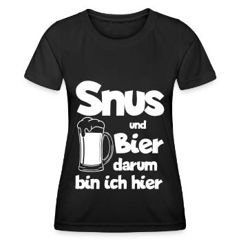 Snus Tabak Nikotin Schweden - Frauen Funktions-T-Shirt - Schwarz - Vorne - AI Model Female 172 light (172cm)