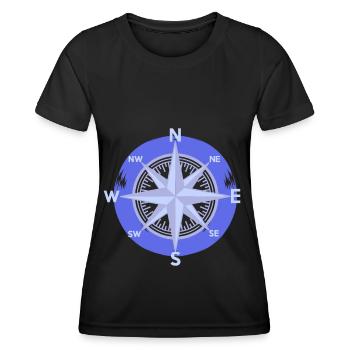 Kompass Windrose Richtung Outdoor Maritim Nautik - Frauen Funktions-T-Shirt - Schwarz - Vorne - AI Model Female 172 light (172cm)