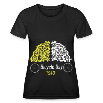 Bicycle Day 1943 GOA Hofmann Psychedelic - T-shirt sport Femme - noir - Devant - AI Model Female 172 light (172cm)