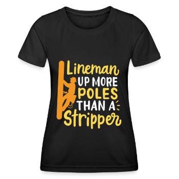 Elektrischer Streckenwärter Poles Than A Stripper - Frauen Funktions-T-Shirt - Schwarz - Vorne - AI Model Female 172 light (172cm)