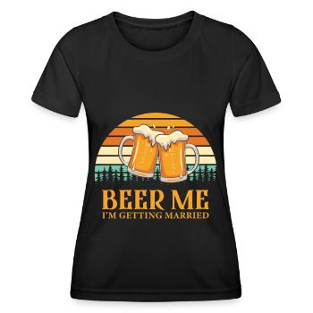 Se marier Beer Me I’m Getting Married Célibataire - T-shirt sport Femme - noir - Devant - AI Model Female 172 light (172cm)
