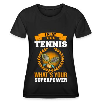 Tennis Tennisspieler Tennisschläger Tennisplatz - Frauen Funktions-T-Shirt - Schwarz - Vorne - AI Model Female 172 light (172cm)