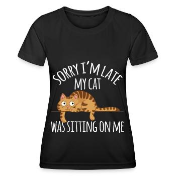 Lazy Cat Cat Day Cat Lovers Hangover - Women's Functional T-Shirt - black - Front - AI Model Female 172 light (172cm)